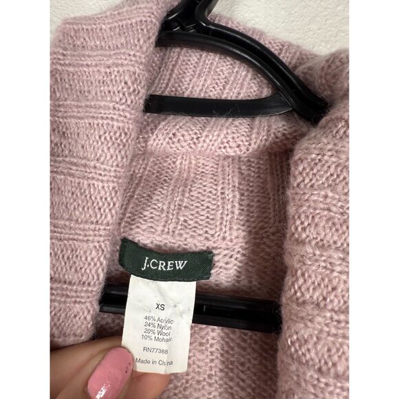 J Crew Pink Wool Mohair Blend V Neck Sweater Womens XS Blush Pink Cozy Warm - Picture 5 of 8